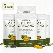 1-5Pack Resilia Oil of Oregano 6000mg with Black Seed Oil Softgels – 60 Capsules