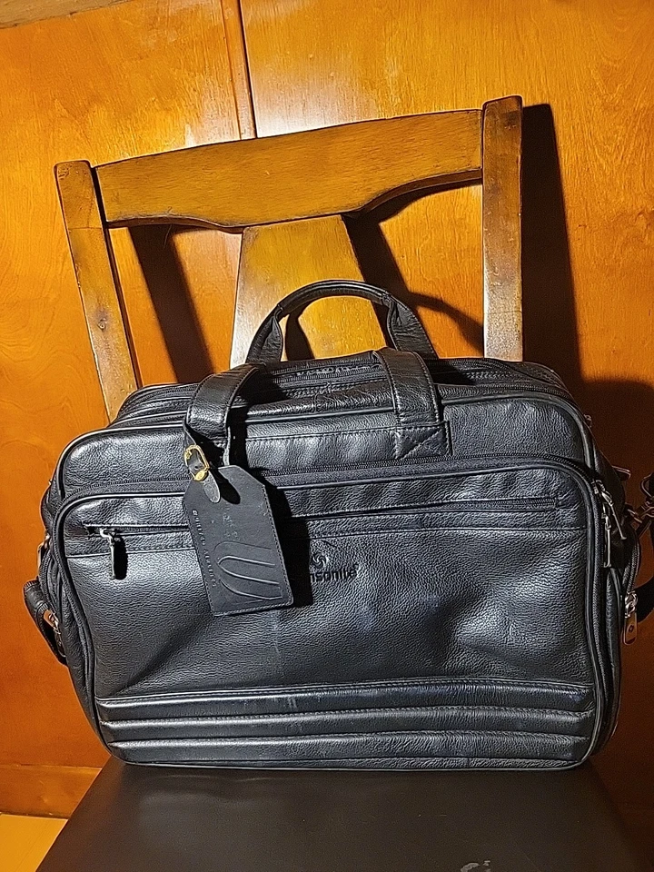 Samsonite компьютер кожаный портфель через плечо переноски дорожная сумка сумки хранения - Изображение 2 из 4