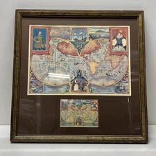 Official Sir Francis Drake Color Engraving and Souvenir Stamp Sheet Framed