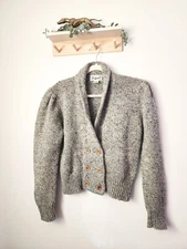 Vintage Stephanie J. Double-Breasted Gray Cardigan (Size XS/S)