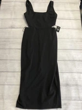 Express Dress Womens Small Cut Out Midi Sleeveless Bodycon Little Black Dress