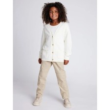 QUINCE Organic Cotton Cardigan – Cream V-Neck Oversized – 12- Back to School