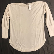 LOFT Chrissy Boat Neck Jersey Shirt Sweater, Cream - Size S NWT