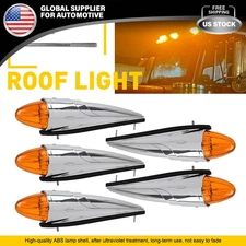 5X 17 LED Amber Torpedo Cab Marker Roof Running Top Lights For Heavy Duty Trucks