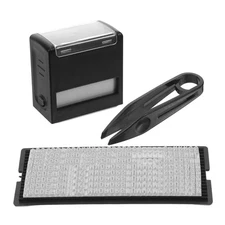  1 Set Self Inking Text Stamp Maker Kit with Tweezer and Dial DIY Detachable ABS