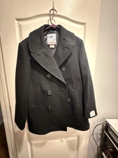 NWT Vintage Navy Pea Coat Jacket Men's 100% Wool Black 8405-01-154-5789 40R