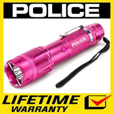 POLICE Metal Stun Gun 1159 700BV Self Defense Rechargeable LED Flashlight Pink