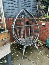 grey rattan egg chair used