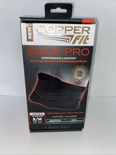 New Copper Fit Back Pro Compression Support Belt Adjustable Straps S/M 28"-39"