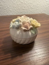 Porcelain Trinket Dish With Flowers