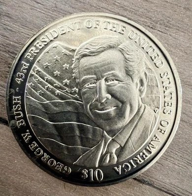 2004 Liberia $10 George W. Bush 43rd President Commemorative Coin - Image 1 of 2