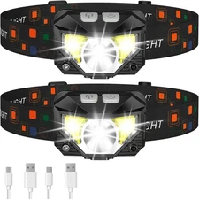Rechargeable LED Headlamps – Bright, Lightweight & Weather-Resistant (2-Pack)