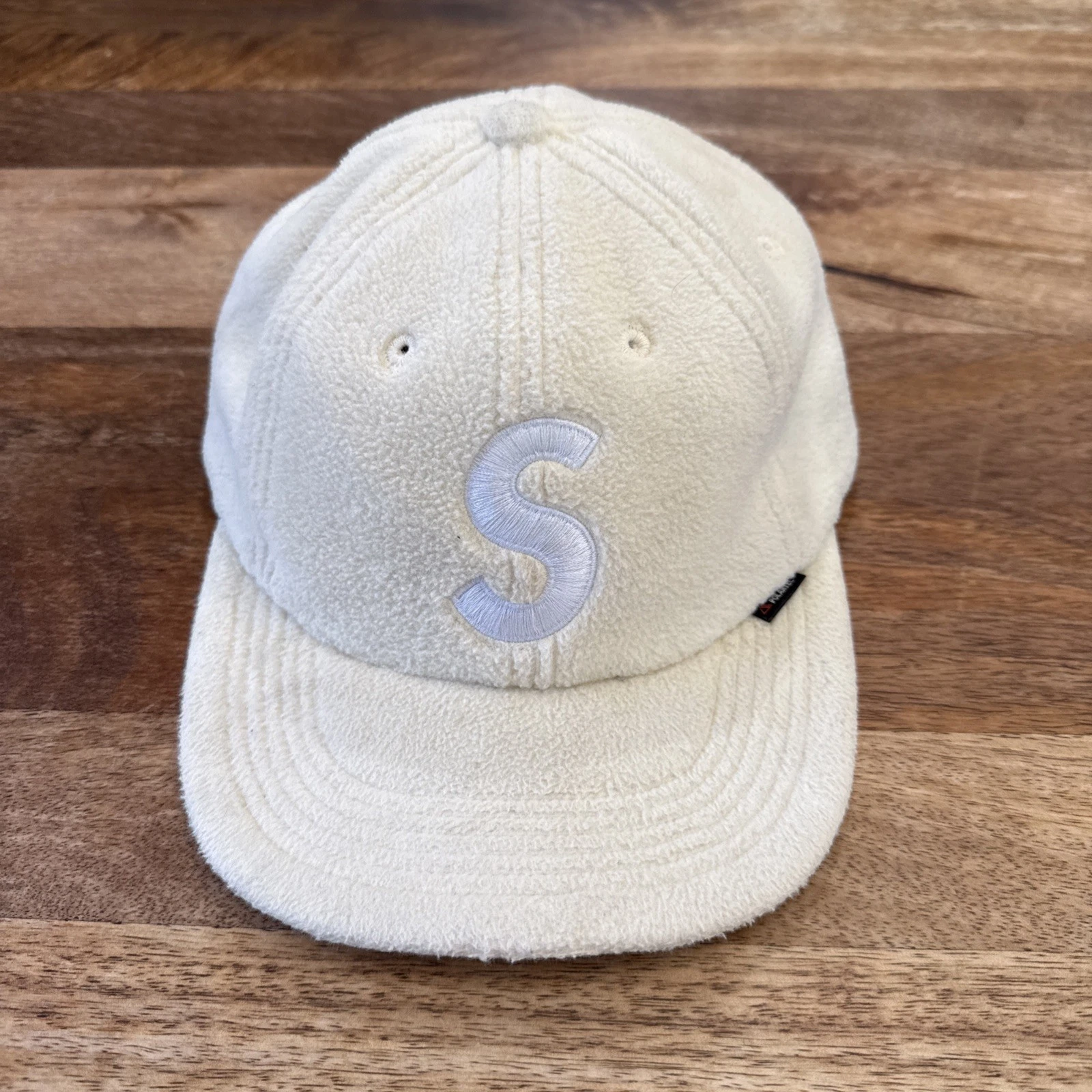 Authentic Supreme Polartec Logo 6 Panel Fleece Off White Hat Cap Made in USA