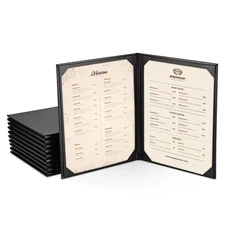 WeChef 10 Packs Restaurant Menu Covers 8.5 x 11 Book Style 2 Pages 2 Views Black