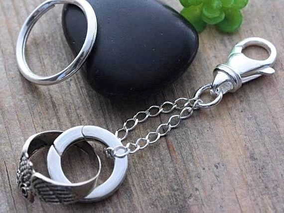 925 Sterling silver Ring Holder Keychain. Mens Key Chain Ring Holder