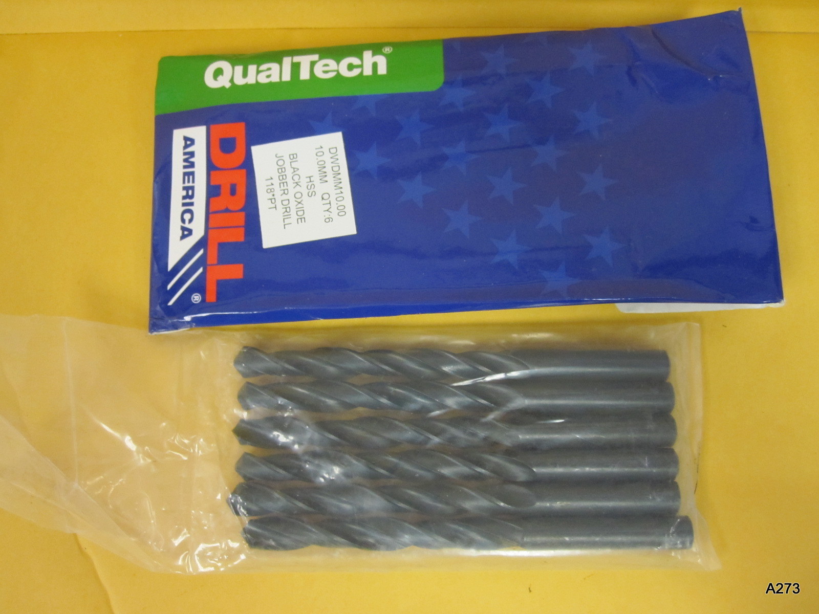 6 Drill America DWDMM10.00 Qualtech HighSpeed Steel Jobber 10mm Drill