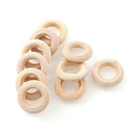 5-50Pcs Macrame Beads DIY Crafe Natural Wooden Necklace Jewellery Round Rings - Picture 15 of 20