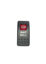 Euro Rocker Switch Cover- BAIT WELL. Black with Red Lens. Contura II. Fits Ca...