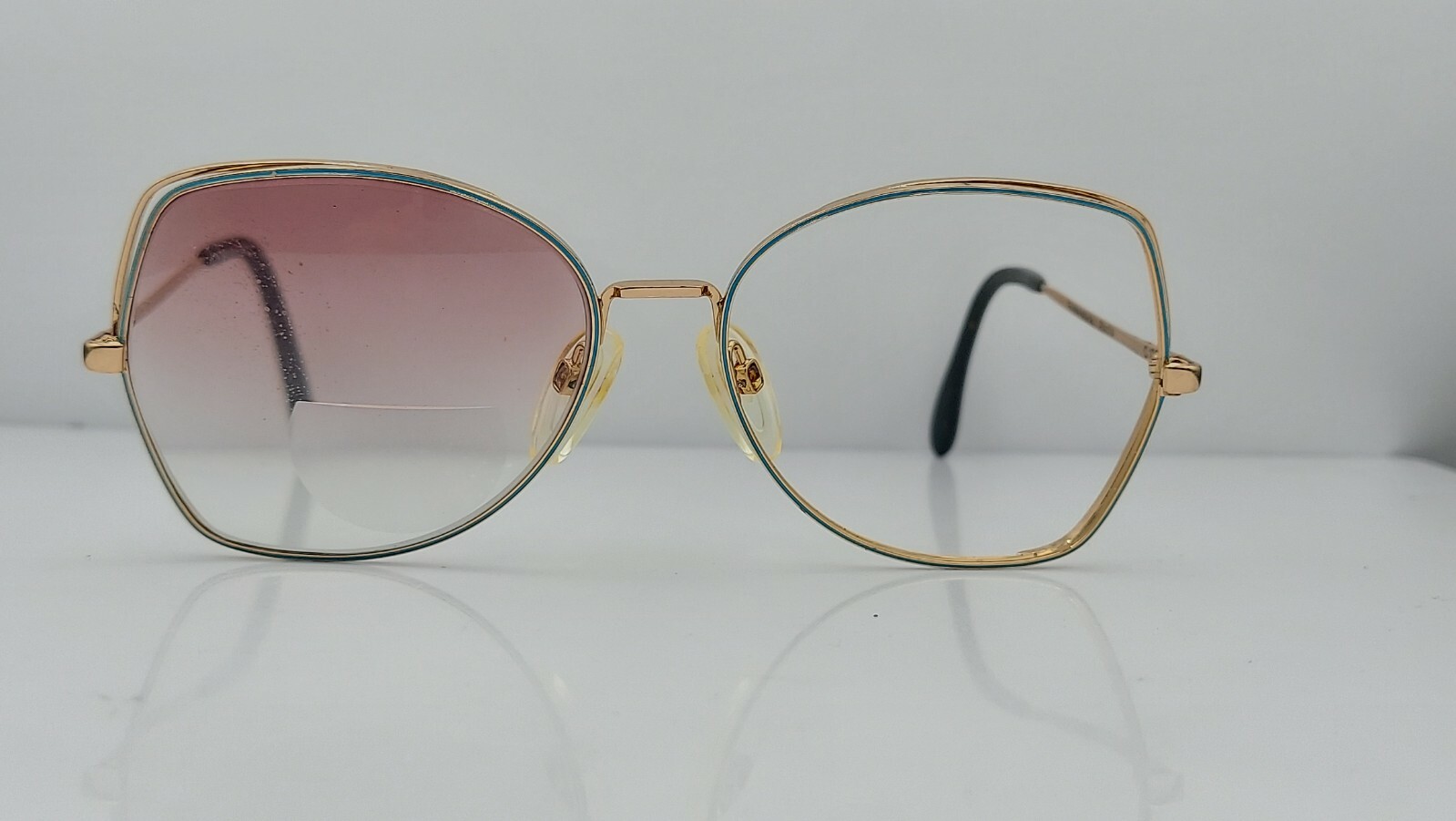 Vintage Rodenstock Paola Blue Gold Oval Germany Sunglasses FRAMES ONLY