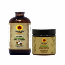 Tropic Isle Jamaican Black Castor COCONUT Oil & COCONUT Hair Food 4oz Set