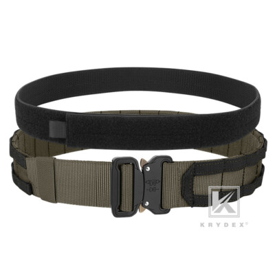 #ad KRYDEX Tactical Belt 1.75 in Duty Belt Quick Release Ranger Green w Black MOLLE $42.95