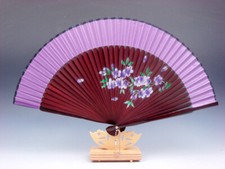 Bamboo Folding Hand Fan w/ Stand Flower Blossoms Party Wedding Favor 10302205
