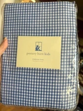Pottery Barn Gingham Chambray Drapes Set 2 Blue 44x 84 Curtains Pair Kids🦩