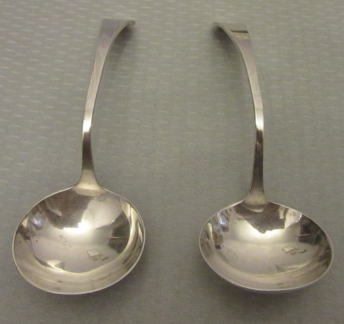Frank M Whiting Sterling Silver ADAM Cream Sauce Ladles Pair 1944 MCM 5-1/4" 2P - Picture 3 of 8