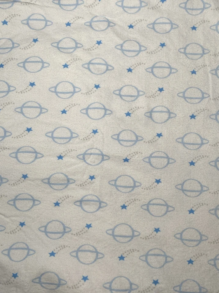 Manta bebé Swaddle Designs franela plantas estrella luna franela borde puntada azul Foto 4 de 4