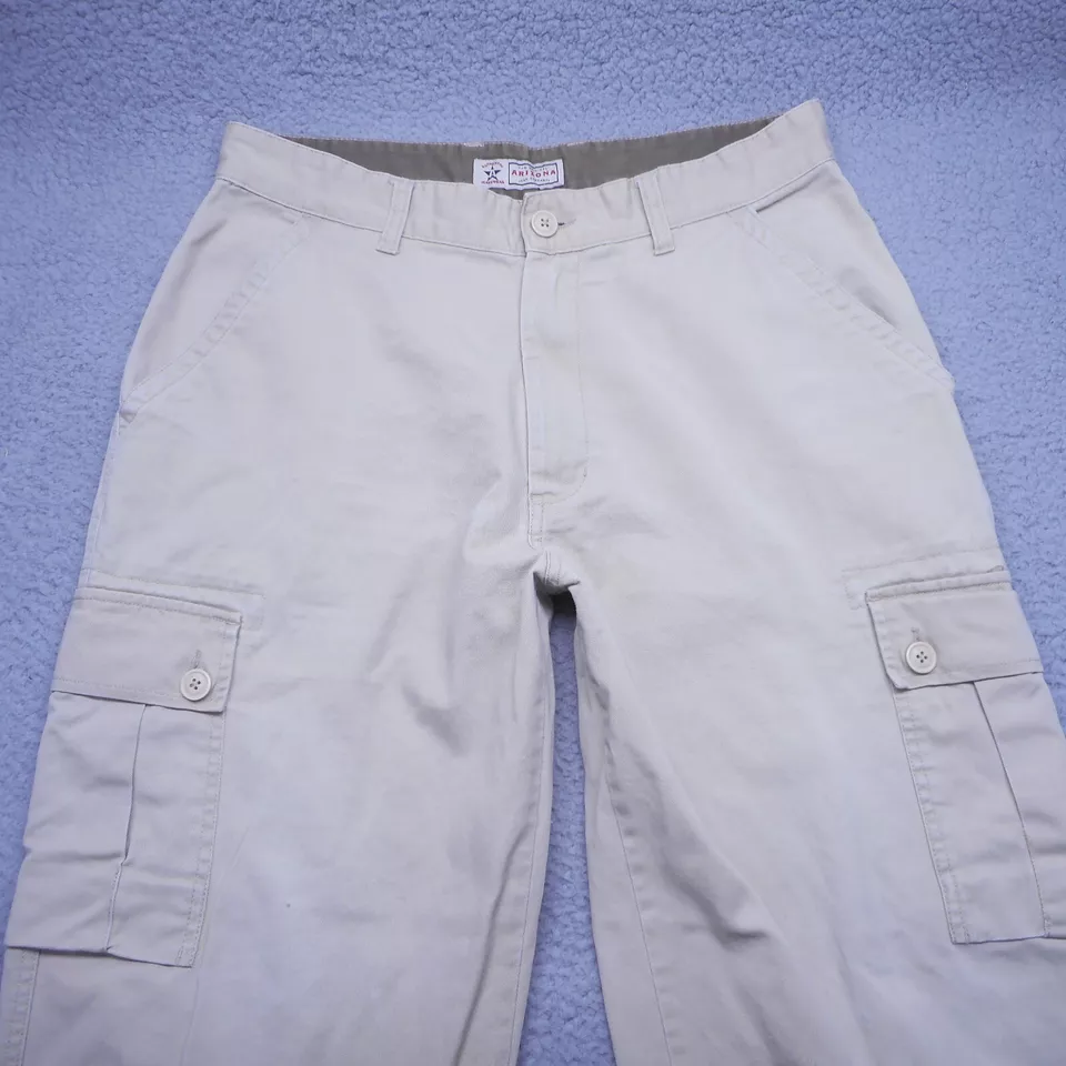 Vtg Arizona Pants Men 34x30 Khaki Flat Front Relaxed Fit Baggy Cargo Y2K - Image 2 of 4