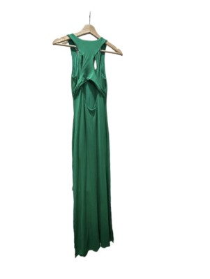 Bebe Green Maxi Dress Cutout Back Small, Side Slits | eBay