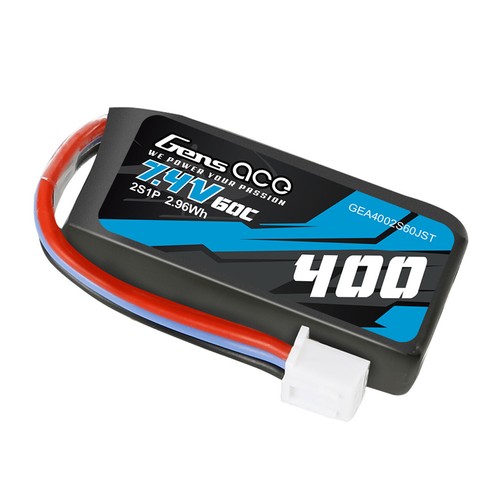 4x Gens Ace 400mAh 7.4V 60C 2S batteria lipo con spina JST per RC Small Airplane - Foto 3 di 6