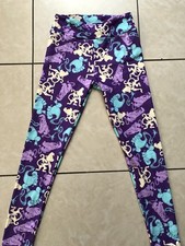 OS LuLaRoe Disney Princess Leggings Aladdin Genie Abu Rajah Silhouette Purple 70