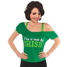 St. Patrick's Day "I'm A Wee Bit Irish" T-Shirt Lucky Irish Green size O/S