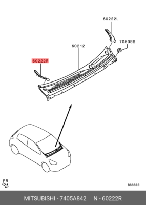 Genuine OE Cover Front Deck Right Hand 7405A842 For Mitsubishi