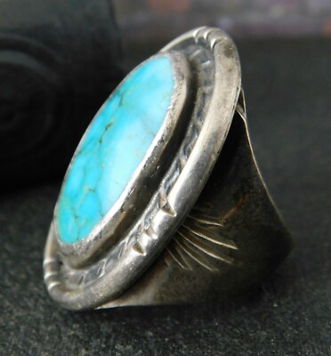 【ET】R.B turquoise SILVER 925 Indian Vintage Navajo Native American RB RUNNING BEAR Sterling