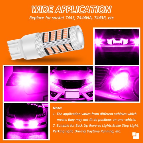 4X Pink 7443 7444 7440 LED Reverse Turn Signal Blinker Parking DRL Light Bulbs - Picture 7 of 7