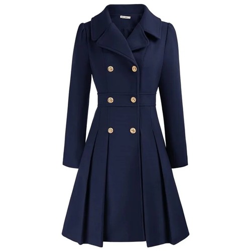 Trench cappotto donna lana invernale gonna doppiopetto infradito foderato donna - Foto 25 di 28