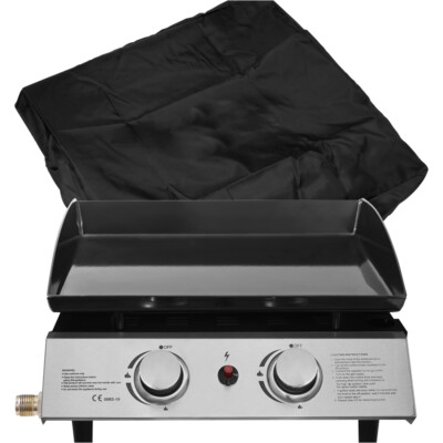 2 Brenner Tragbar Flat Top Plancha Grill & Abdeckung Set - Edelstahl Camping