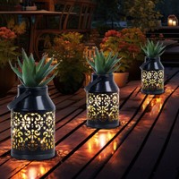 AußEnlampe Laterne Solarleuchte Gartenlampe Pflanzgefäß Blumentopf Led 3Er Set
