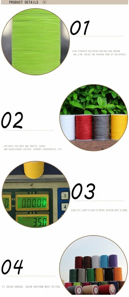 Professional 3 Strands Waxed Lined Thread 0.45mm 148M hand sewing leathercraft - Image 4 of 4