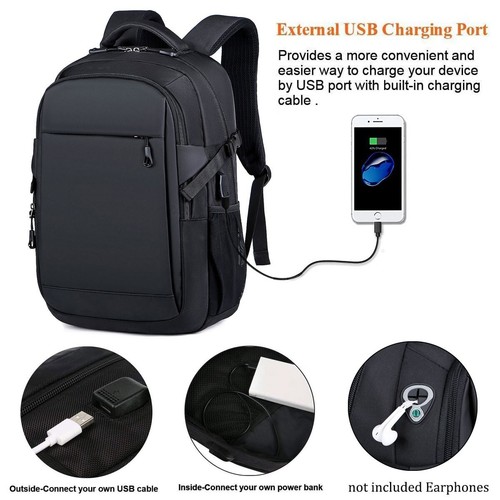 16 Zoll Laptop Rucksack mit USB Ladeanschluss für Business College Reise Sport - Bild 4 von 14