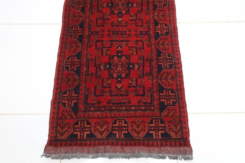 13 ft Hallway Tribal Red Runner Rug Afghan Hand Knotted Wool Entry Runner Rug - Picture 5 of 9