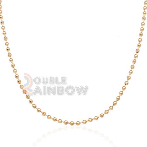 C21 30"inch Men stainless steel Gold 3mm ball bead necklace chain link - Picture 3 of 3