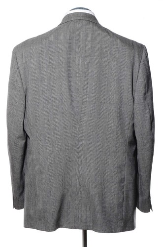 44R Vintage 90s Double-Breasted Gray Glen-Plaid Wool Sport Coat Blazer Jacket XL - Picture 6 of 9