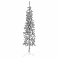 KüNstlicher Halb-Weihnachtsbaum StäNder Schlank Silbern 150 Cm