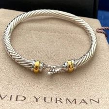 David Yurman 18K & 925 Cable Buckle Bracelet 5mm
