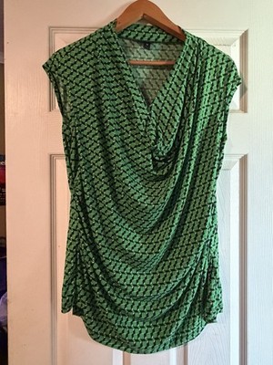 Worthington Women's Sleeveless Xl Green Patterned Blouse