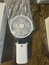 Mini LED digital portable Display Fan. White