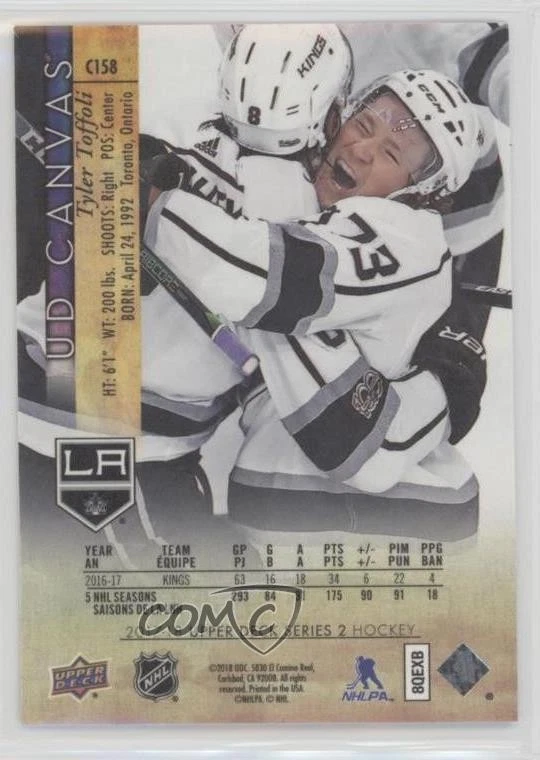 2017-18 Upper Deck UD Canvas Tyler Toffoli #C158 - Image 2 of 2